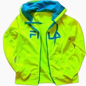 Neon Yellow FILA Hoodie – Size M